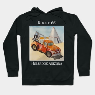 Iconic wrecker and tee pee's as seen along Route 66 in Holbrook Arizona Hoodie